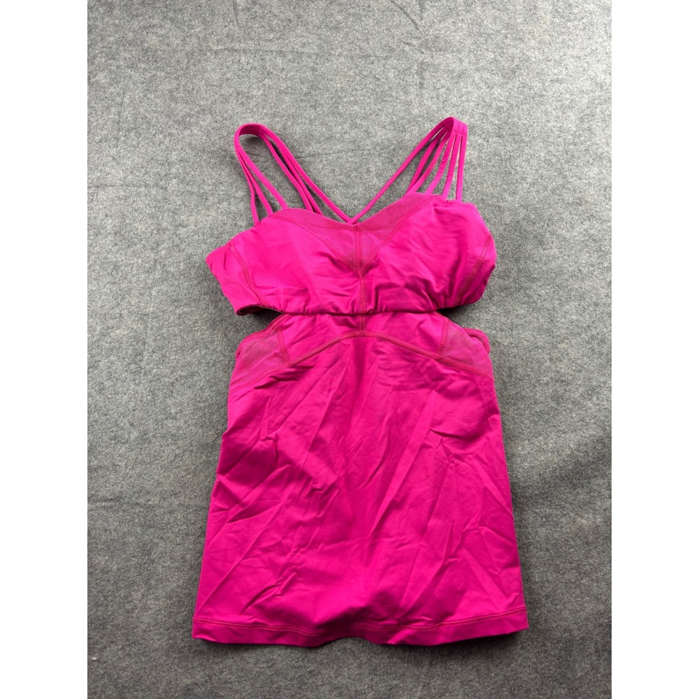 Lululemon‎ Free To Be Wild Tank Top Pink Strappy Back Built-in Bra Women's 8 Y2K